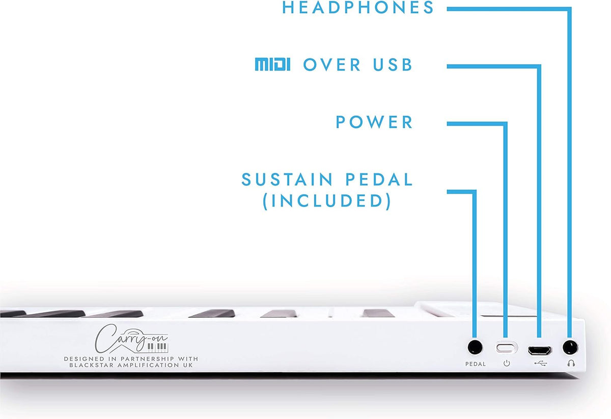 White Portable Digital 88 Key Folding Piano Keyboard with Sustain Pedal and Storage Bag P78029