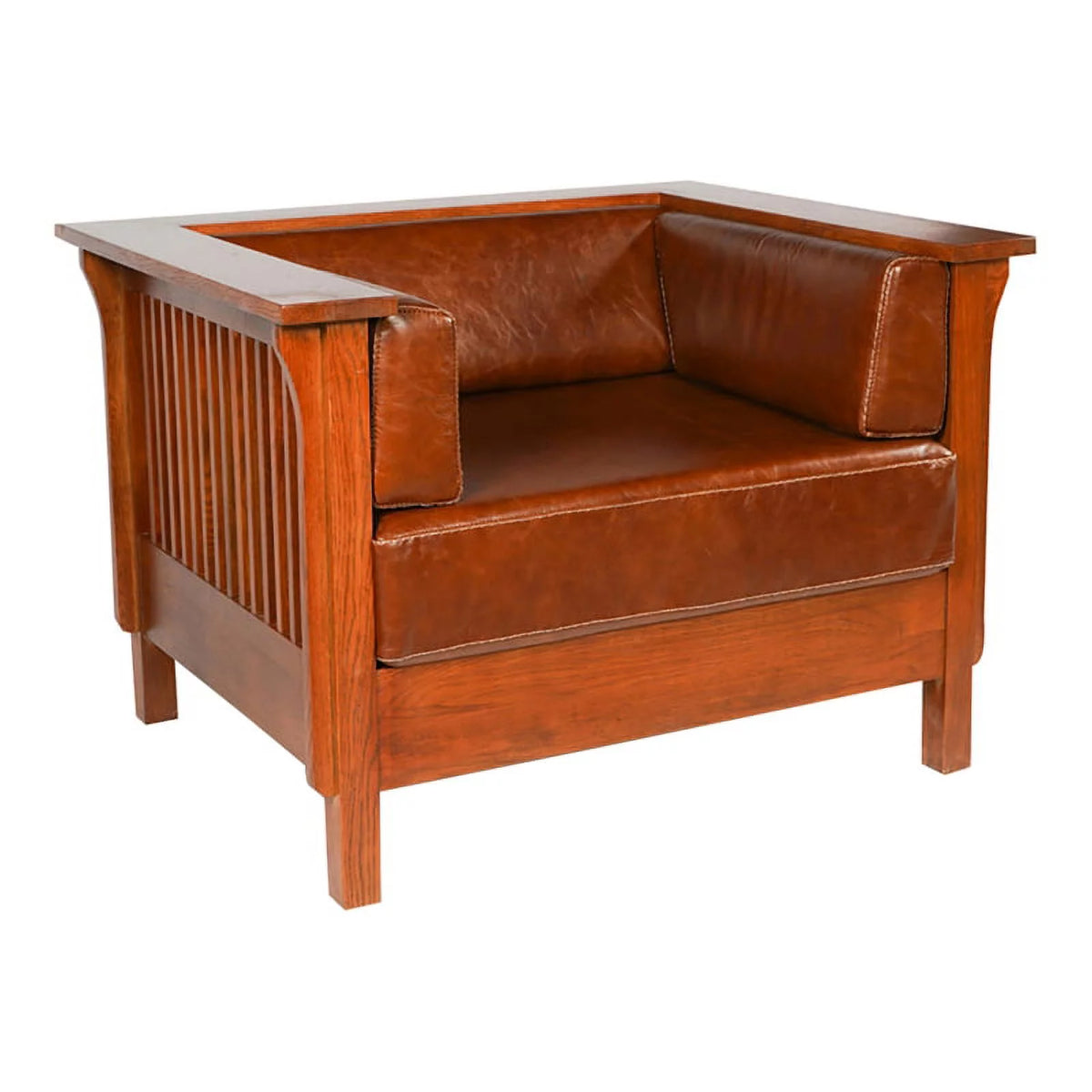 Leather Slat Side Arm Chair M2903