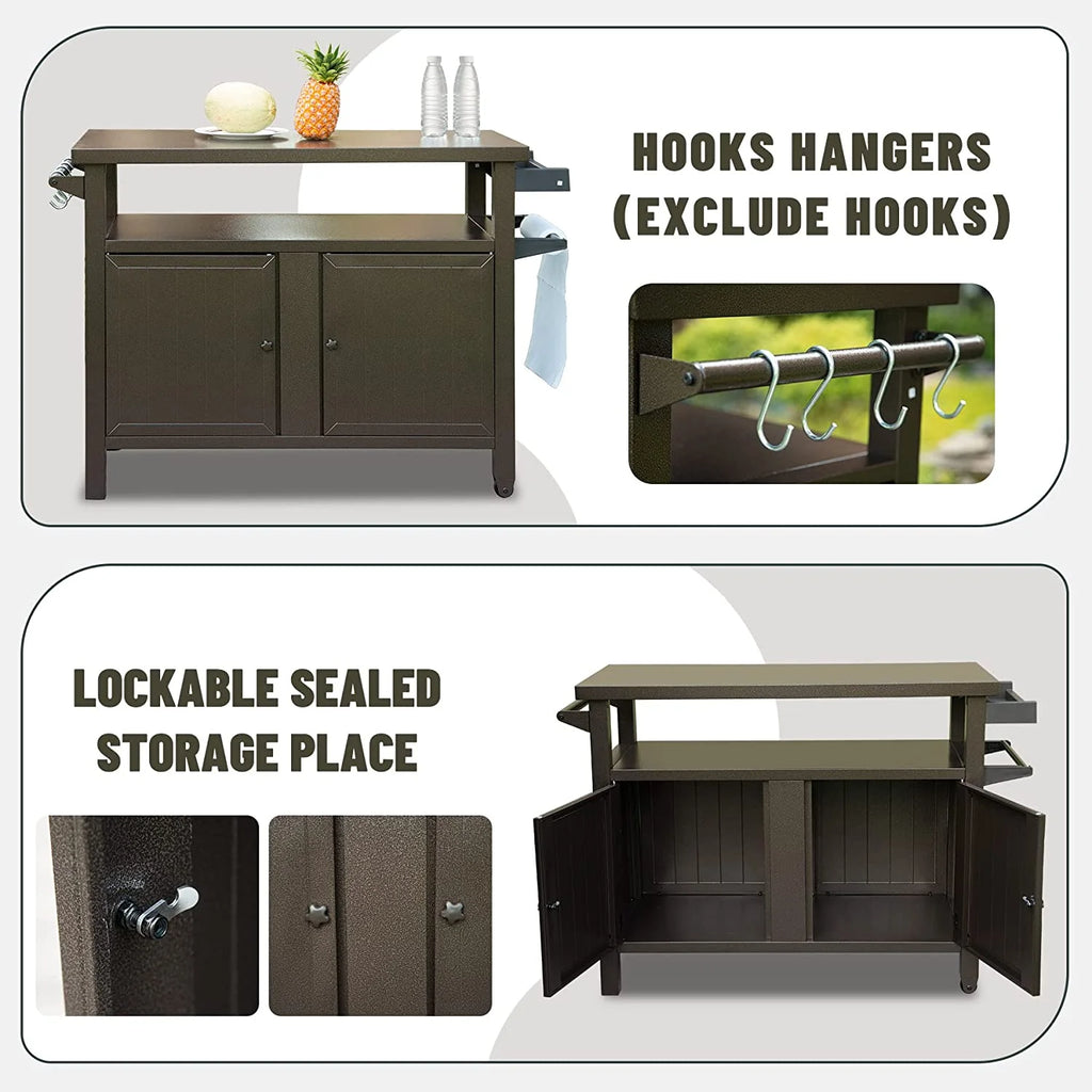 Outdoor Grill Cart with Storage and Wheels N93563