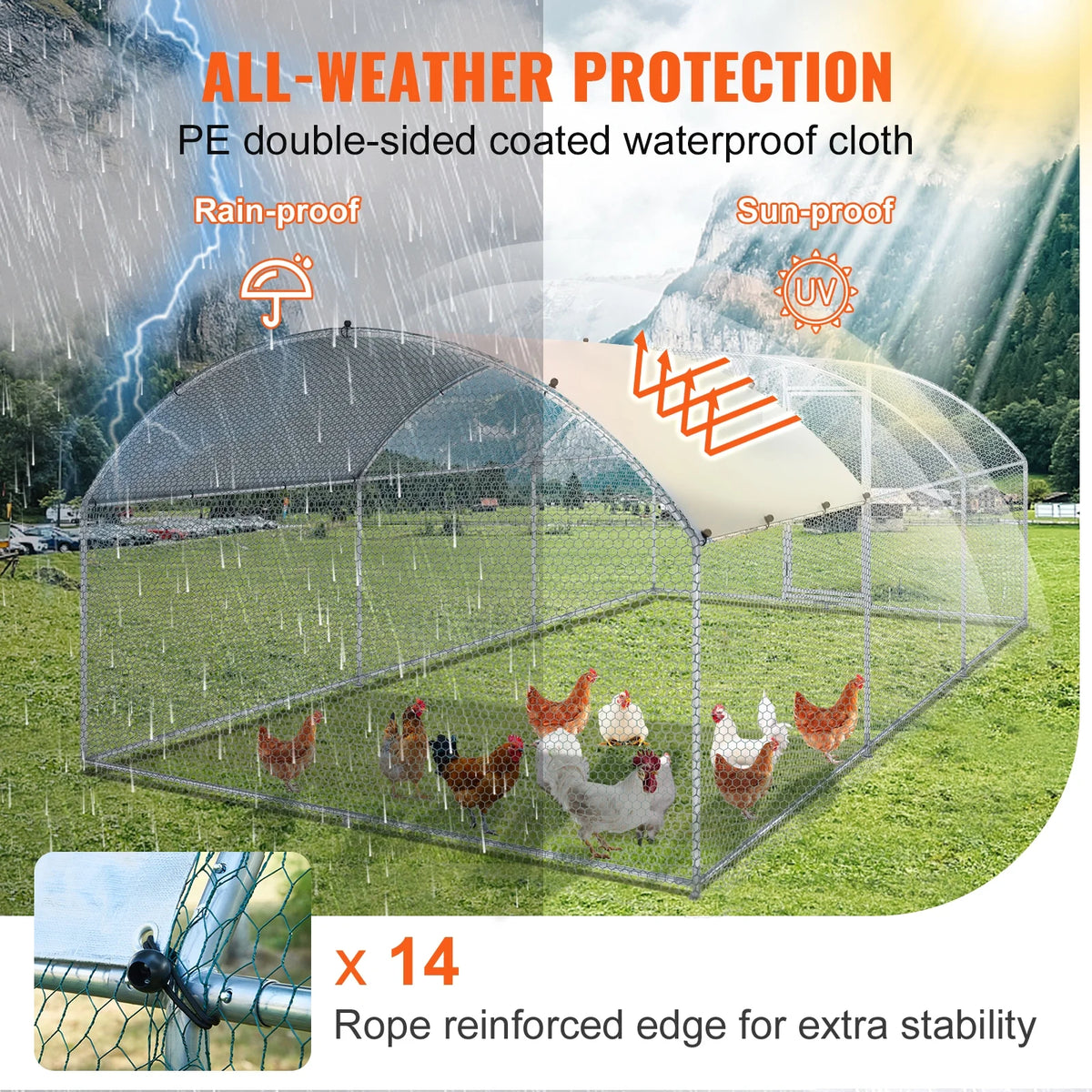 Large Metal Chicken Coop 19.7x9.8x6.6 ft C297676