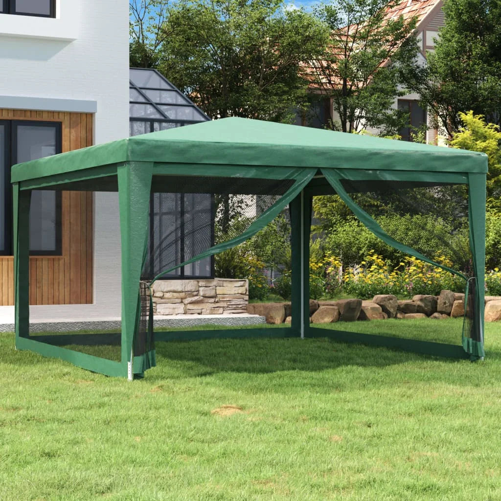 Green 13.1'x13.1' HDPE Party Tent with 4 Mesh Sidewalls N6879