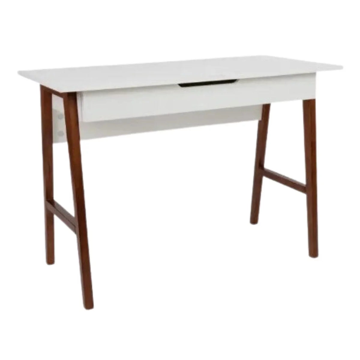 White and Walnut Computer Desk With Drawer J121898