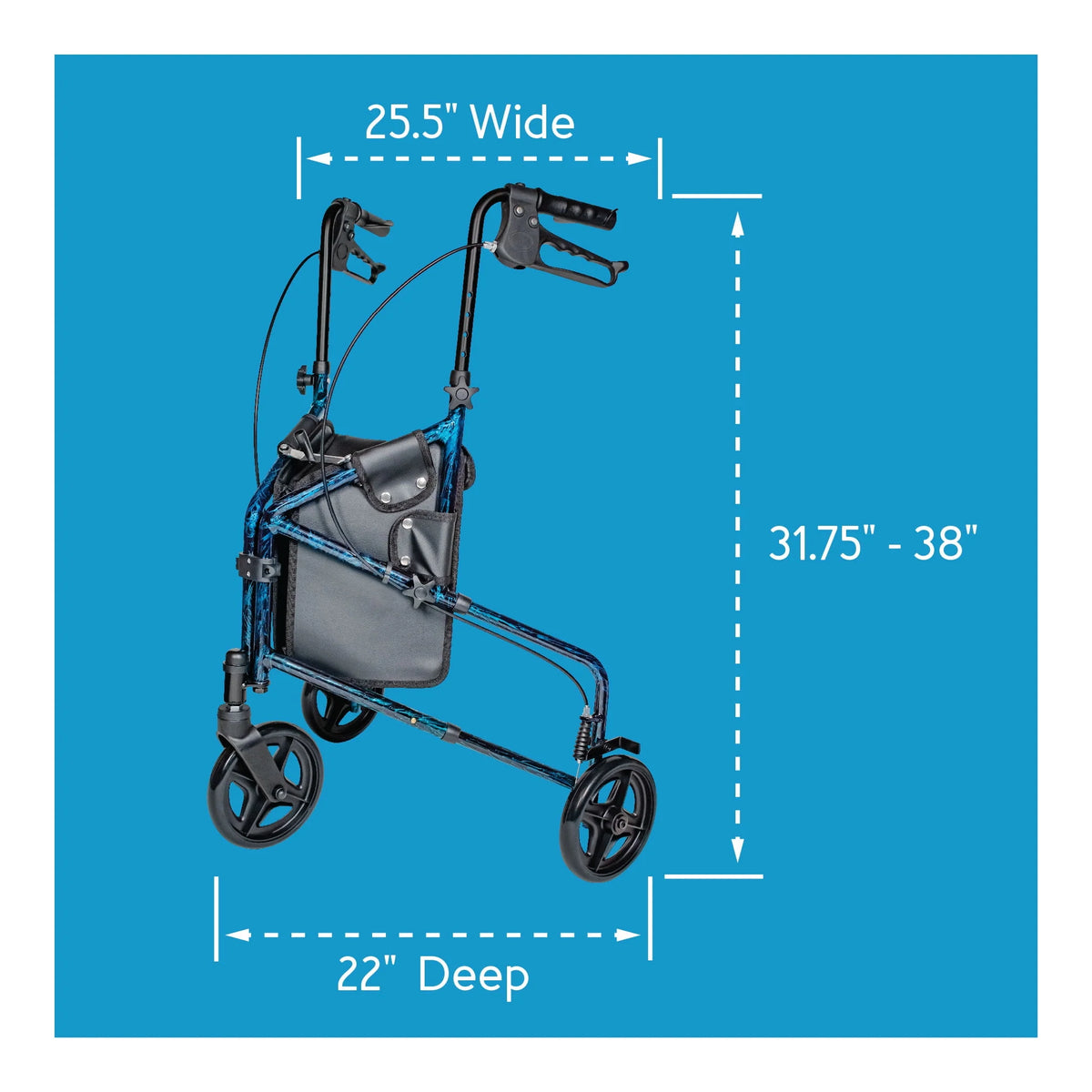 3 Wheel Aluminium Rollator Walker with Adjustable Handles Z64471