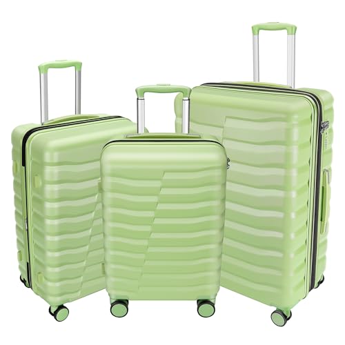 3-Piece Hardshell Luggage Set with Spinner Wheels, TSA Lock, Light Avocado Green (20+24+28 inch) H6610