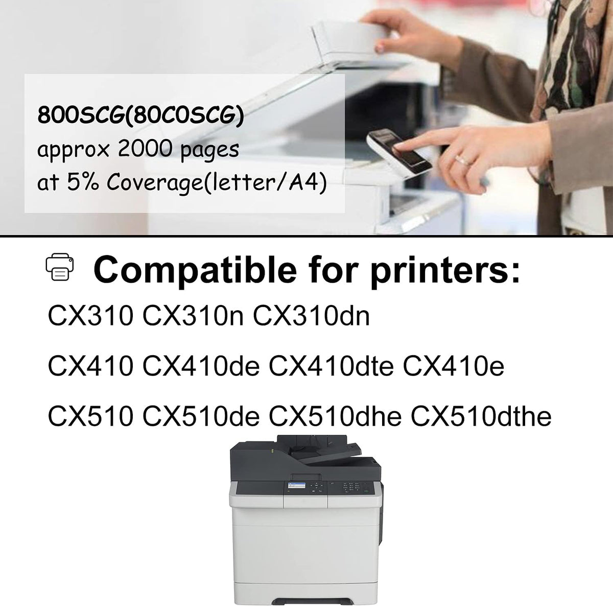 2 Pack Cyan Toner Cartridge for Lexmark CX410e CX310 CX510 V8577