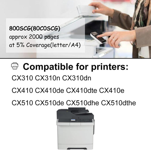 2 Pack Cyan Toner Cartridge for Lexmark CX410e CX310 CX510 V8577