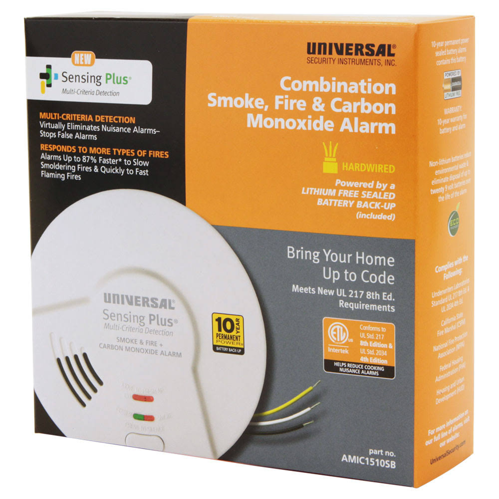 3-in-1 Hardwired Smoke Fire & CO Alarm Detector L5323