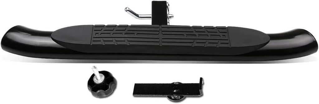 4'' Oval Hitch Step Rear Bumper Guard Black Chrome Stainless Steel Bars V28236