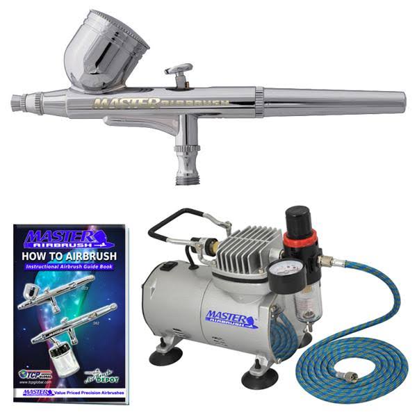 Dual-Action Airbrush Kit with Air Compressor O90129