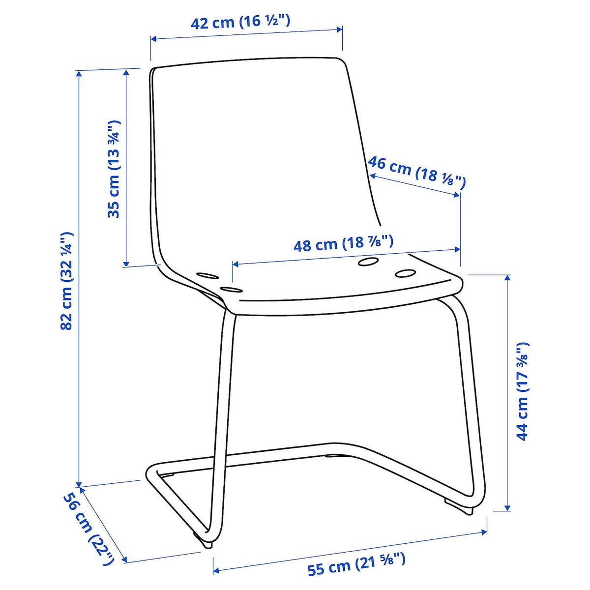 Blue/Chrome Plated Chair R9010