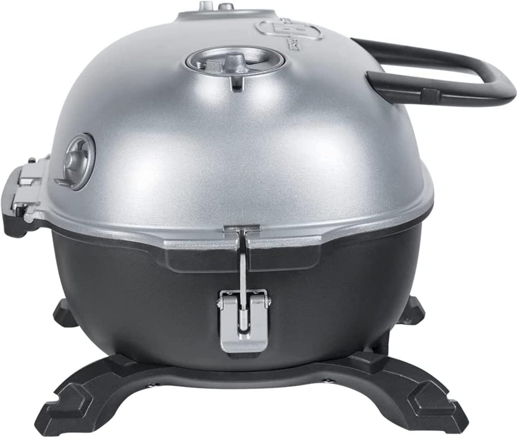 Portable Charcoal BBQ Grill and Smoker with Lid, Cast Iron Aluminum Outdoor Cooking Mini Barbecue Grills, Grey R7259