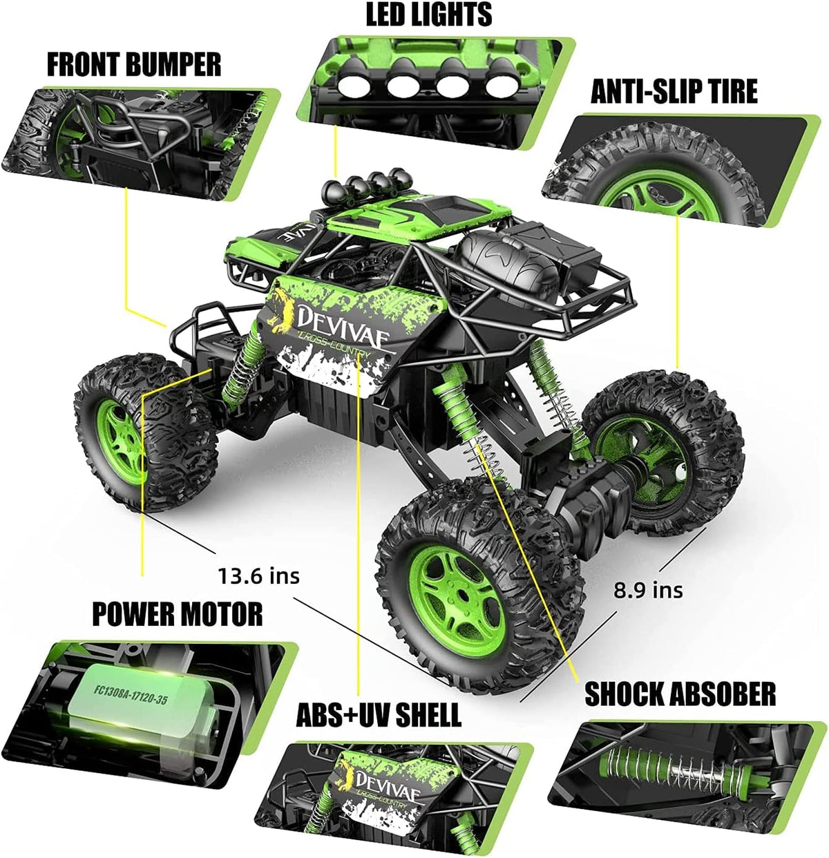 1:12 4WD 2.4GHz Remote Control Monster Truck with 2 Batteries F545
