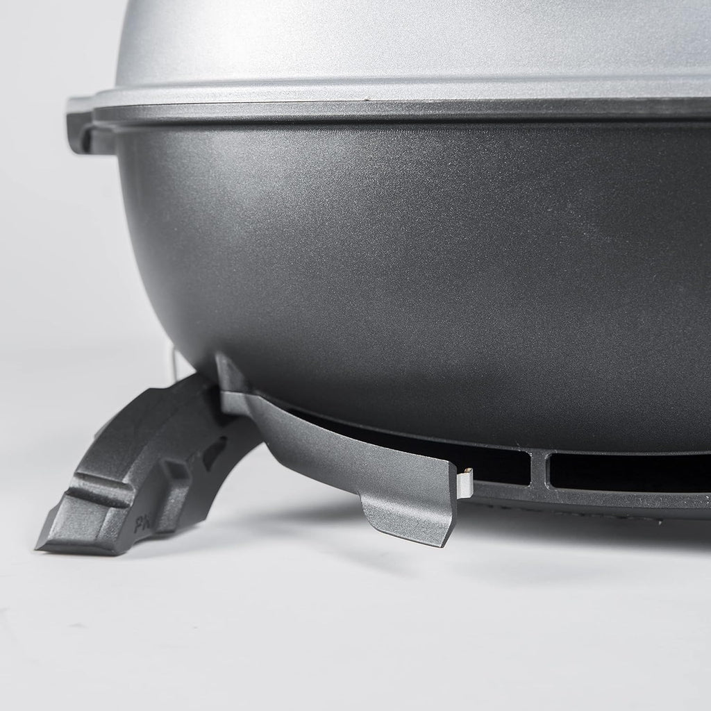 Portable Charcoal BBQ Grill and Smoker with Lid, Cast Iron Aluminum Outdoor Cooking Mini Barbecue Grills, Grey R7259