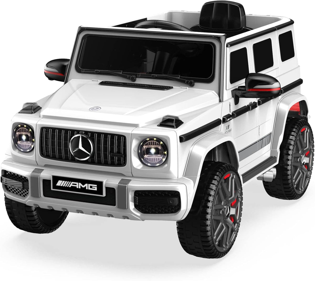 12V Ride on Car with Adjustable Door Height, Spring Suspension, Horn, LED, Music, USB, Red B81937