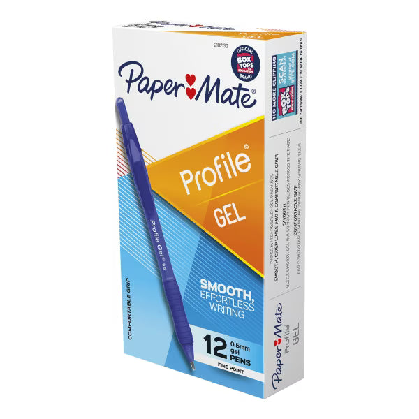 Blue Ink Retractable Fine 0.5 Mm Gel Pen, Dozen T73126