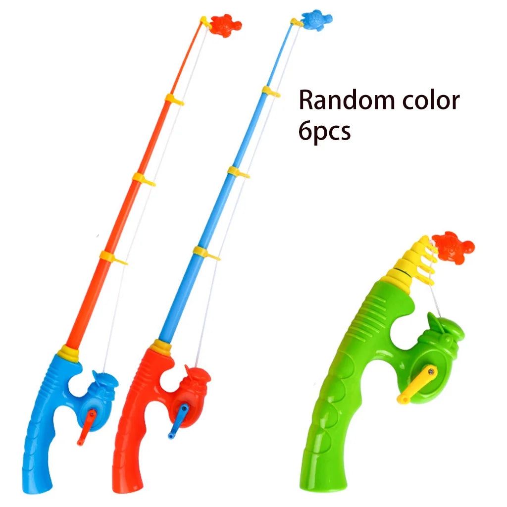 6 Pcs Stretchable Fishing Pole Toy Bath Toy Flexible Magnetic Kids Fishing Rod Z671978
