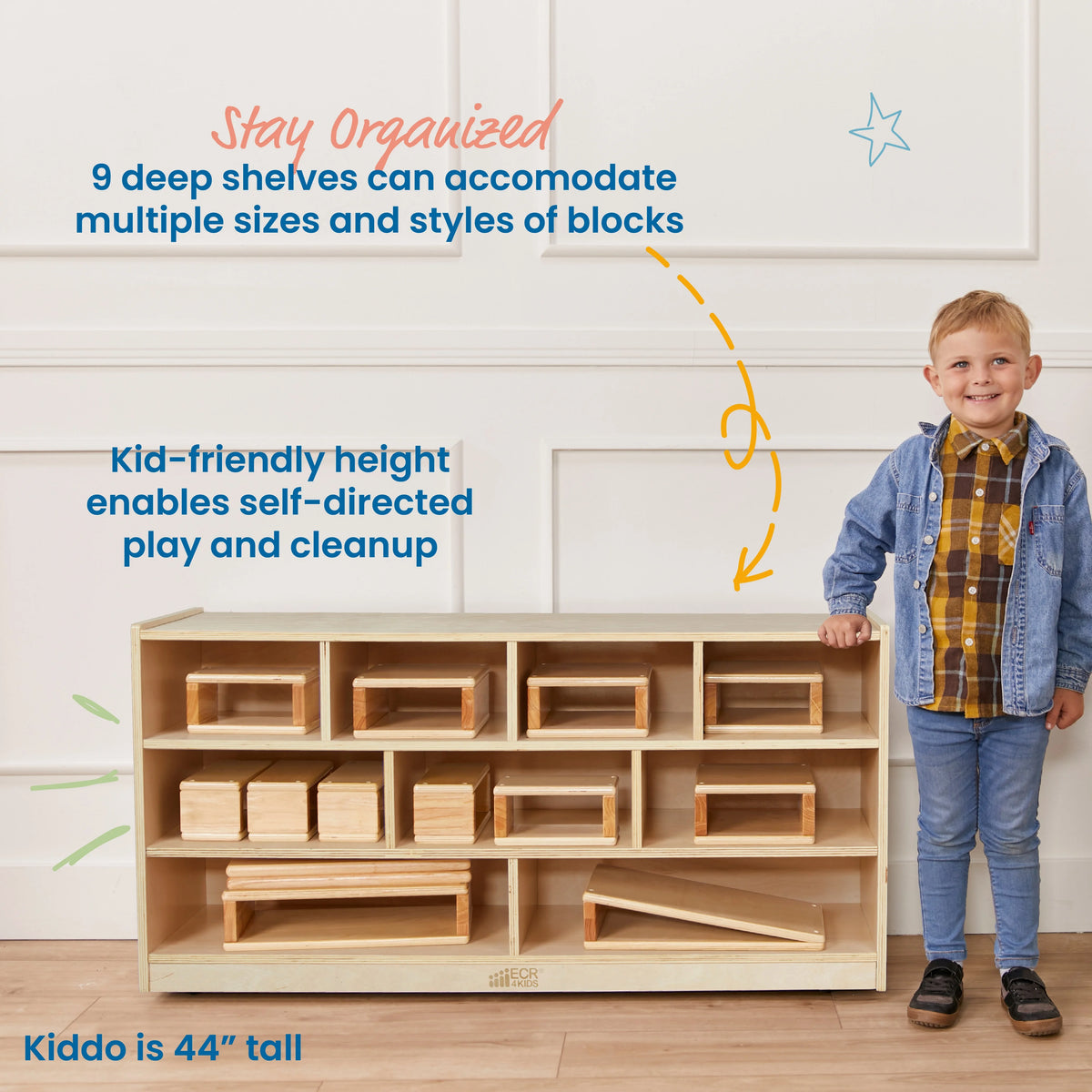 Mobile Block Storage Cart, Large, Natural W846262