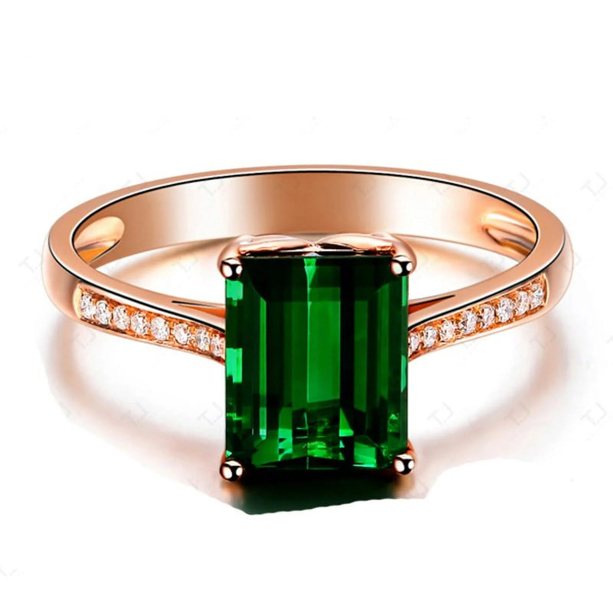 1.50 Carat Green Emerald and Diamond Engagement Ring in Rose Gold C39331