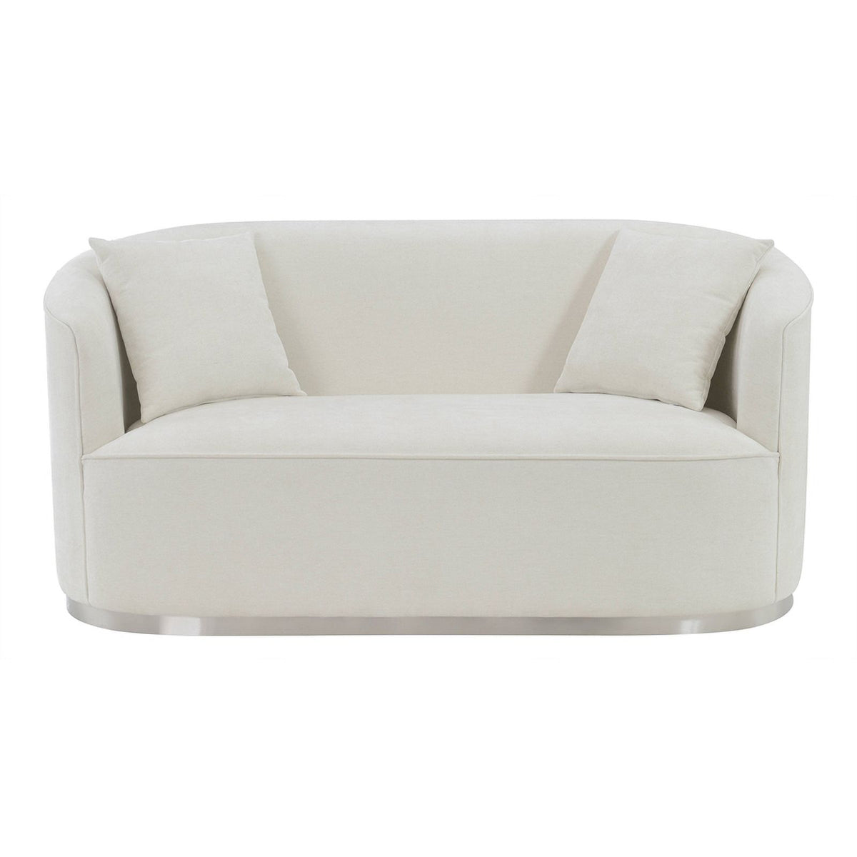 Beige Upholstered Loveseat with 2 Pillows E12649