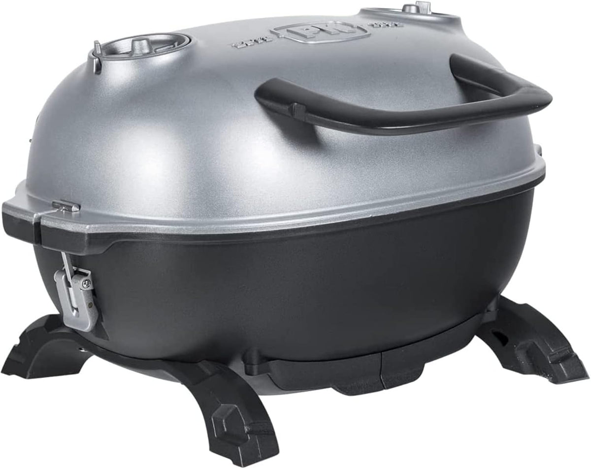 Portable Charcoal BBQ Grill and Smoker with Lid, Cast Iron Aluminum Outdoor Cooking Mini Barbecue Grills, Grey R7259