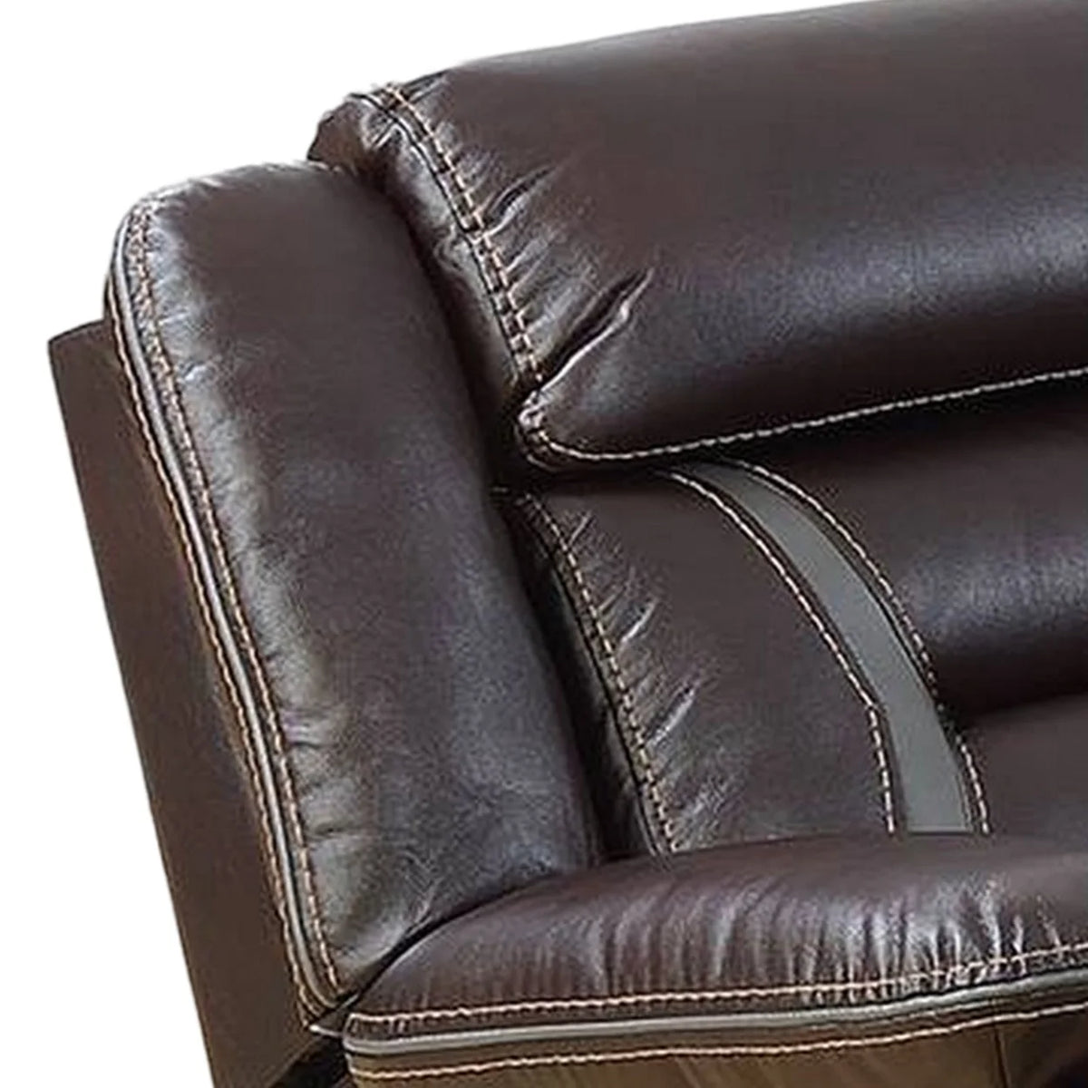 Brown Gel Faux Leather Power Recliner with USB Charging Port J8321
