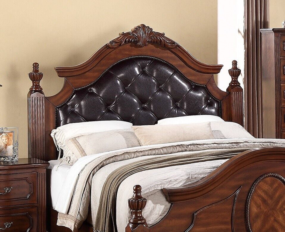 Queen Size Faux Leather Tufted Bed O15643