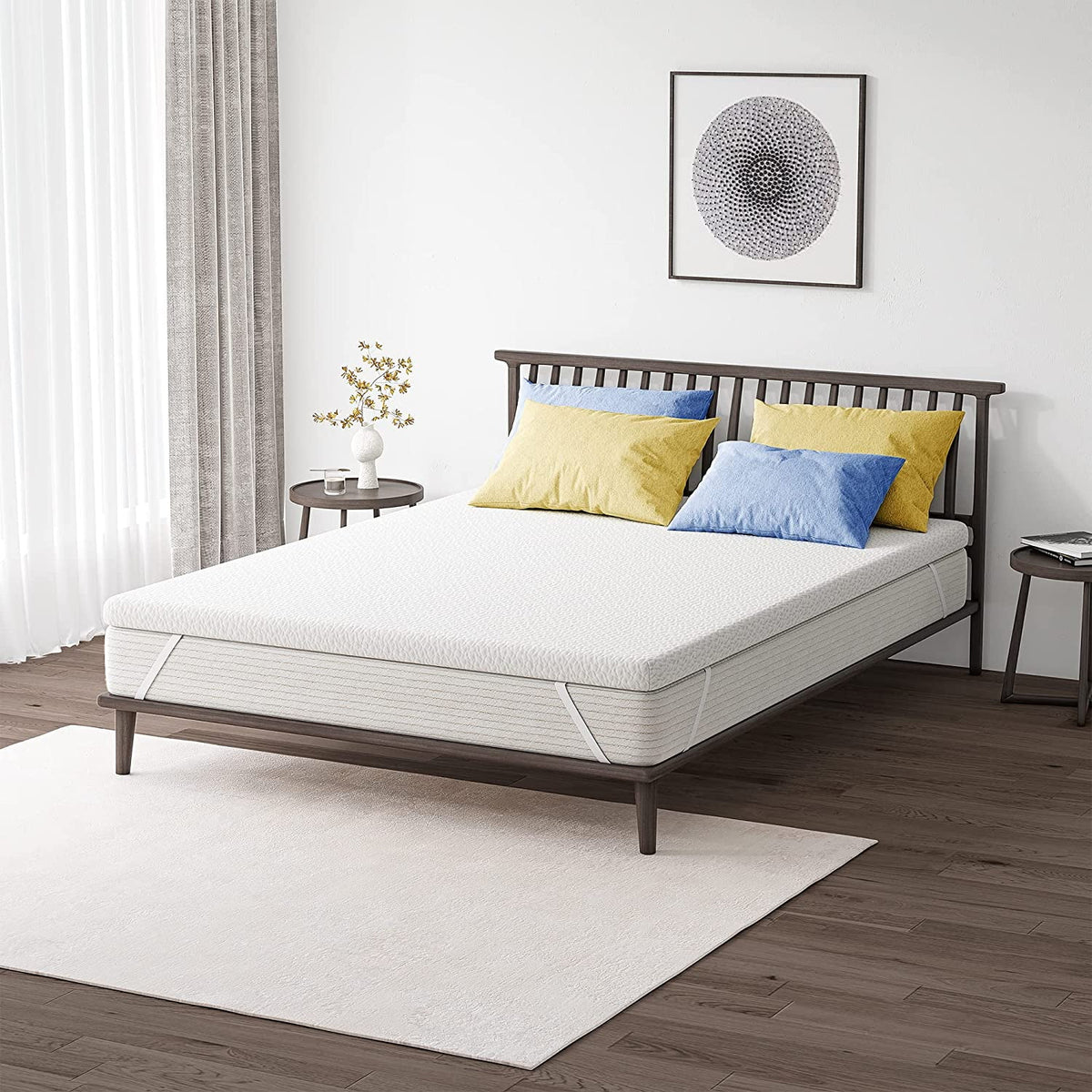 Green Tea Memory Foam Mattress Topper Queen with Zippered Bamboo Cover B797