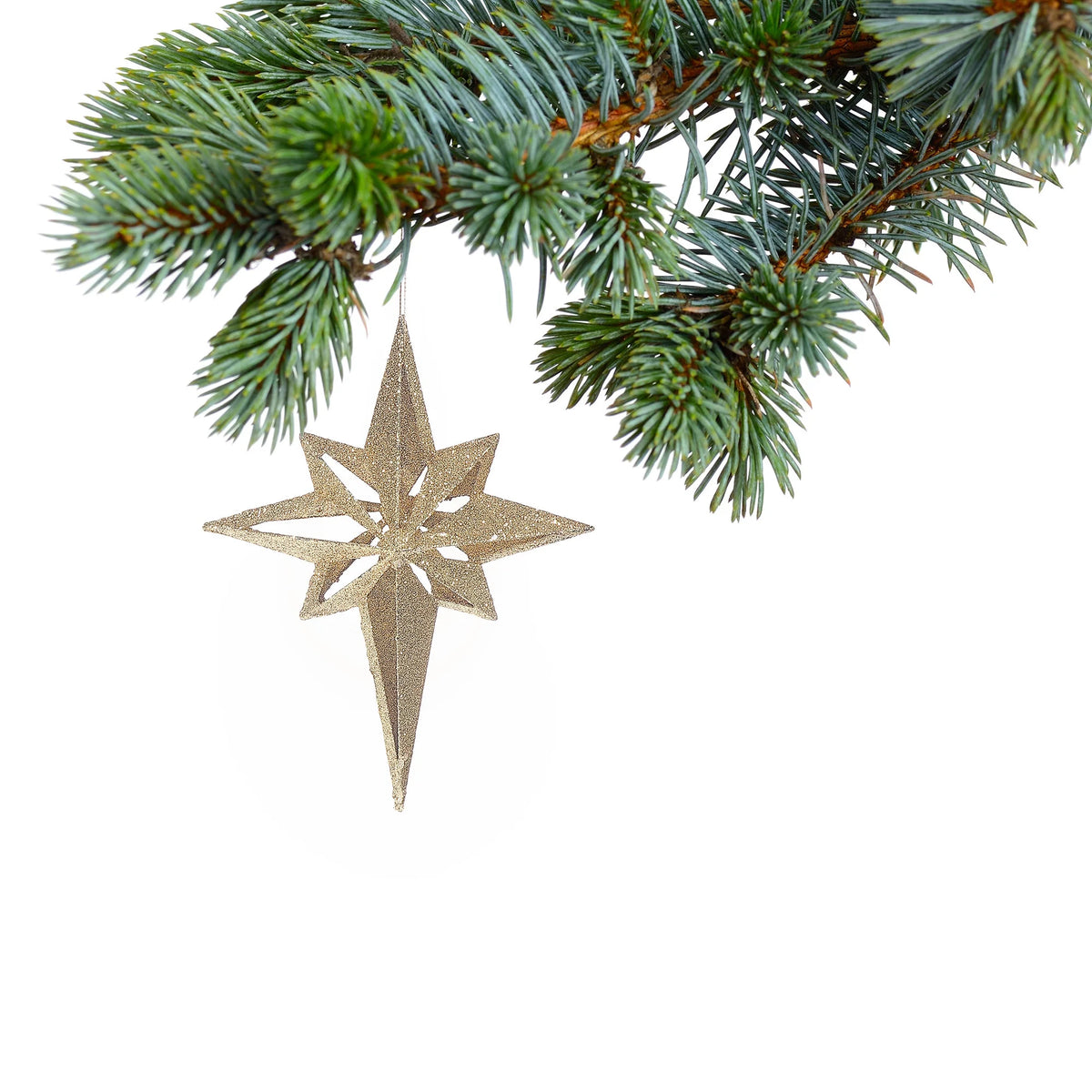 Gold Glitter Ornament Star - Set of 12 V90497