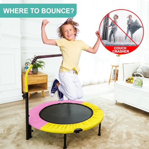 40'' Height-Adjustable Mini Trampoline with Sponge Handle K507582