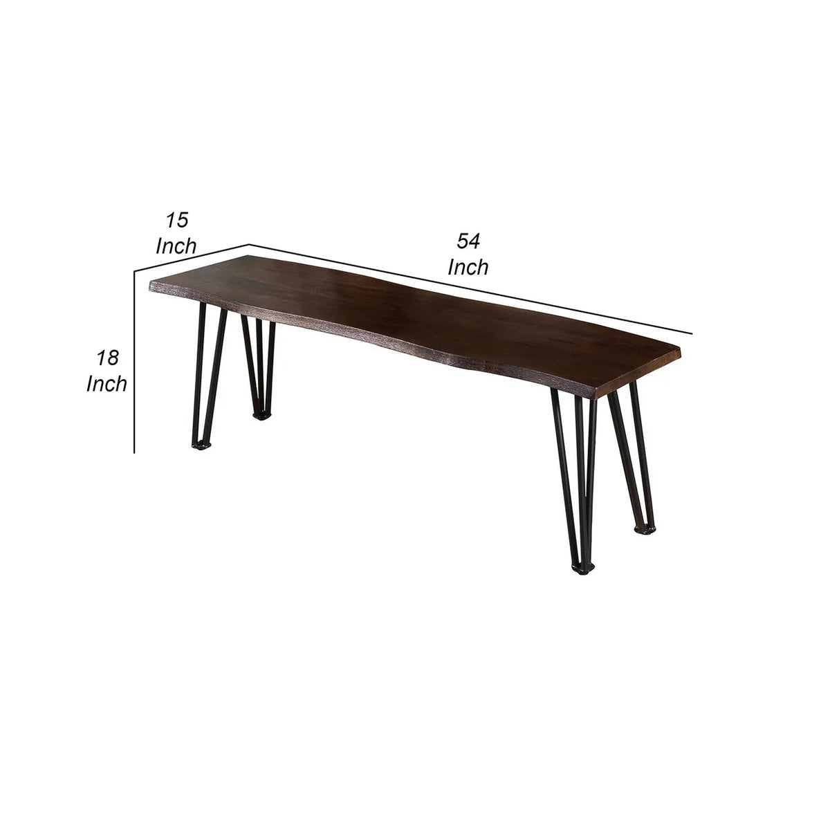 54 Inch Live Edge Brown Wood Dining Bench B506