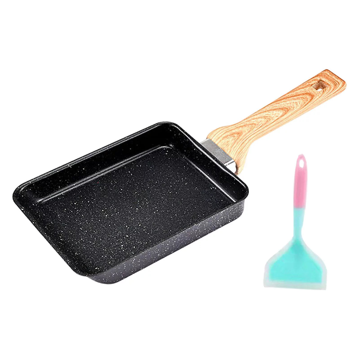 Black Non Stick Rectangle Skillet with Spatula B2404