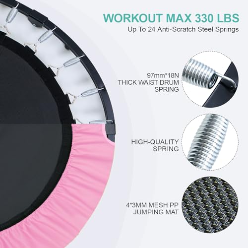 40'' Height-Adjustable Mini Trampoline with Sponge Handle K507582