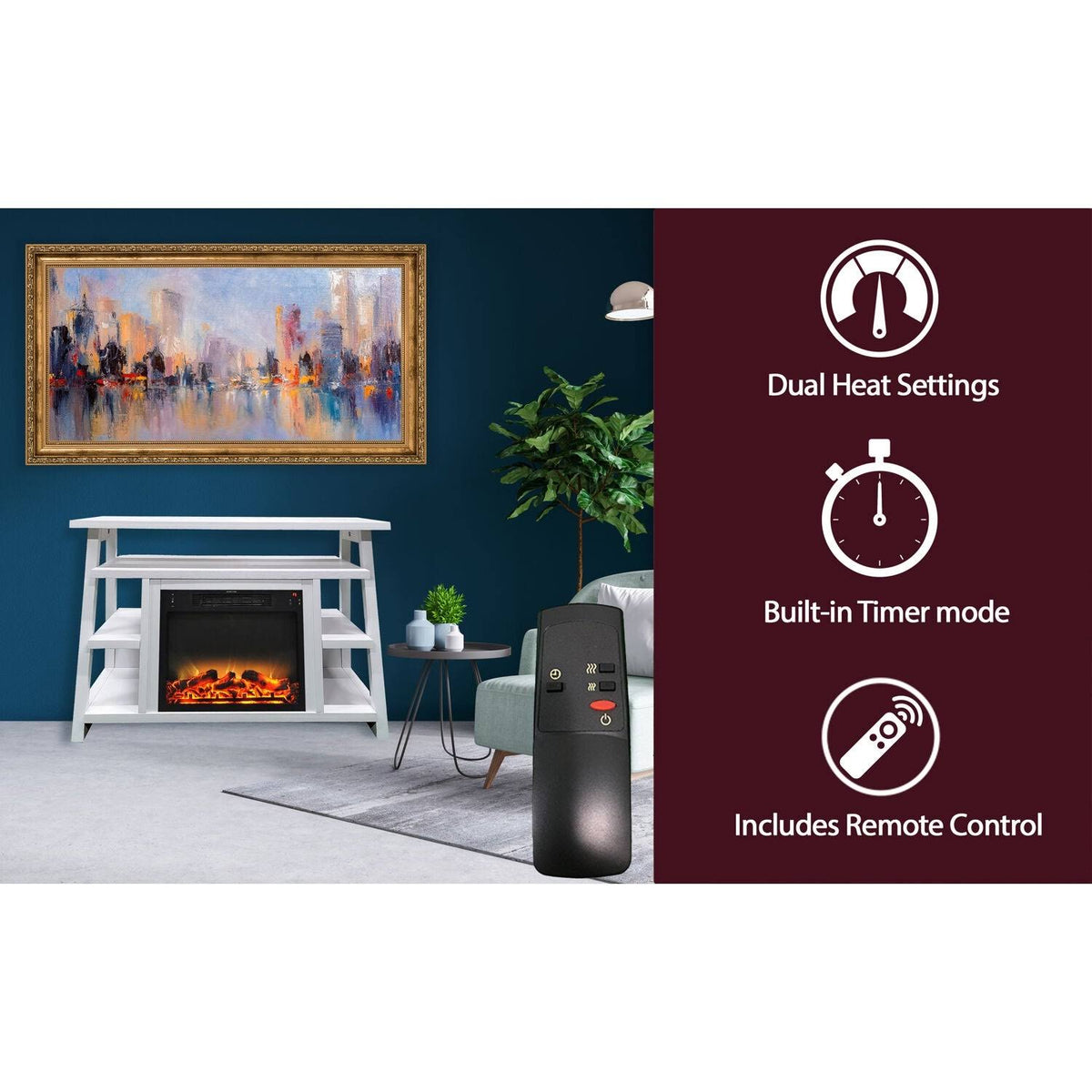 32-in. Electric Fireplace Mantel with Log Insert G224
