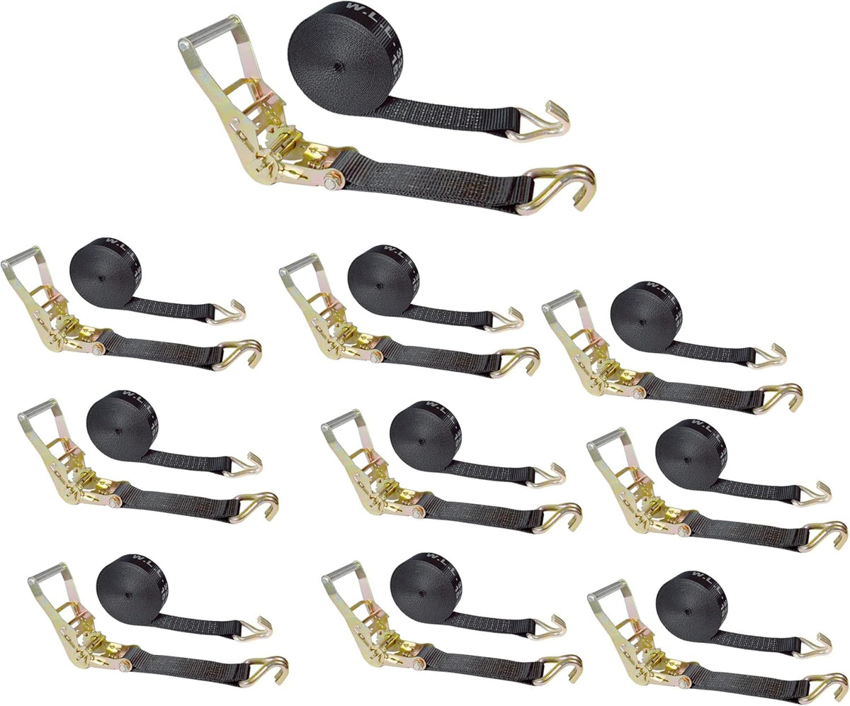 2” x 30’ Double Wire J Hook Ratchet Straps, 4 Pack P748675