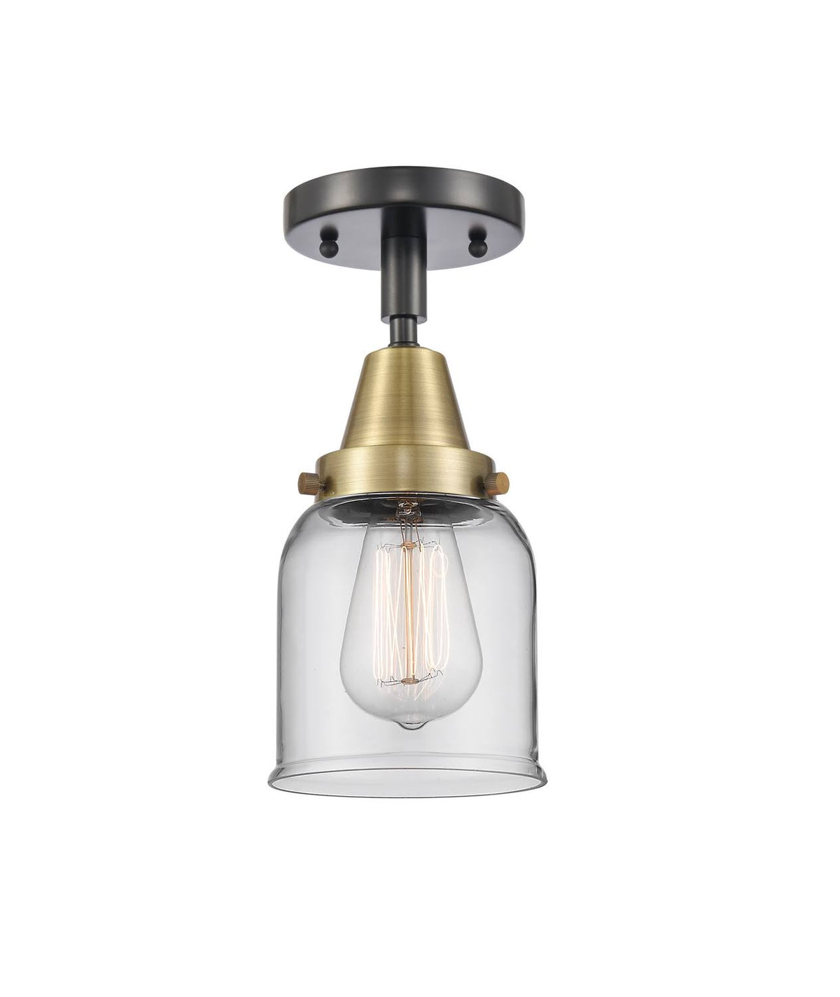 Small Bell 1 Light 5 inch Flush Mount in Black Antique Brass F3797