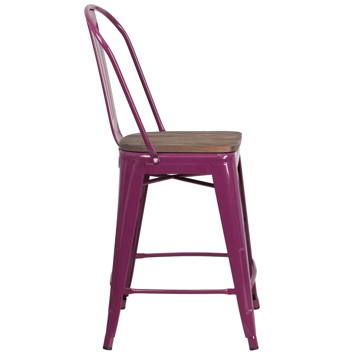 Mint Green Metal Counter Height Stool with Wood Seat H93403