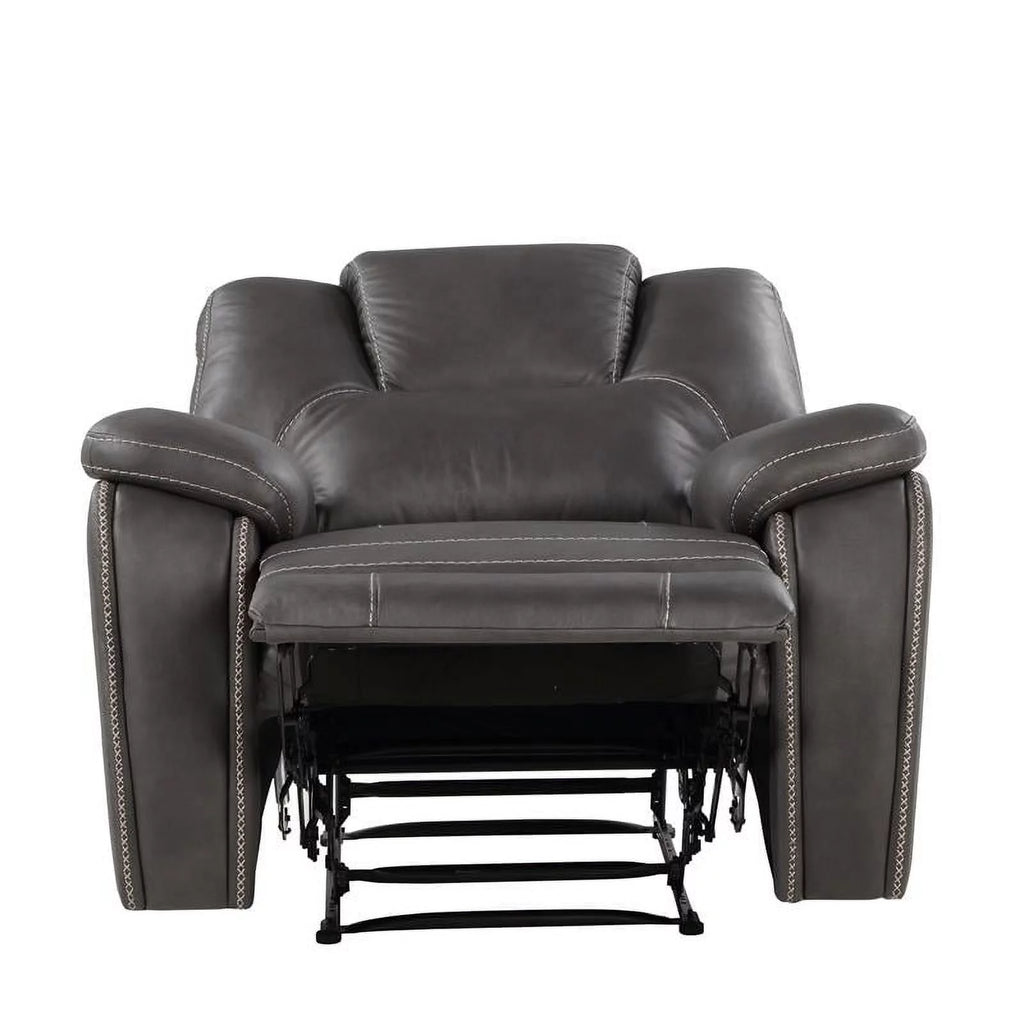 Charcoal Gray Faux Leather Manual Recliner Q291