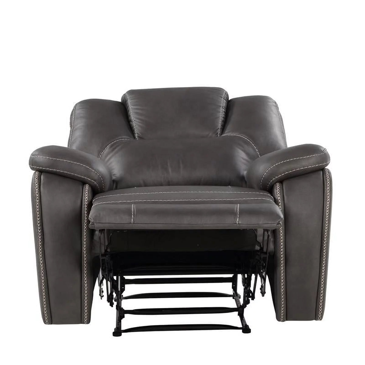 Charcoal Gray Faux Leather Manual Recliner Q291