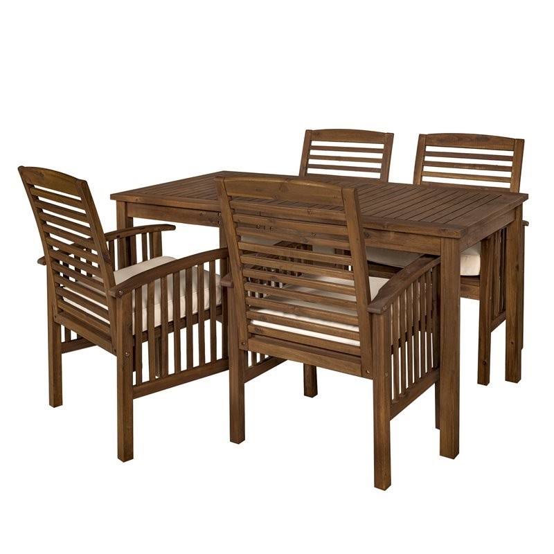 5-Piece Acacia Wood Patio Dining Set in Dark Brown G3089