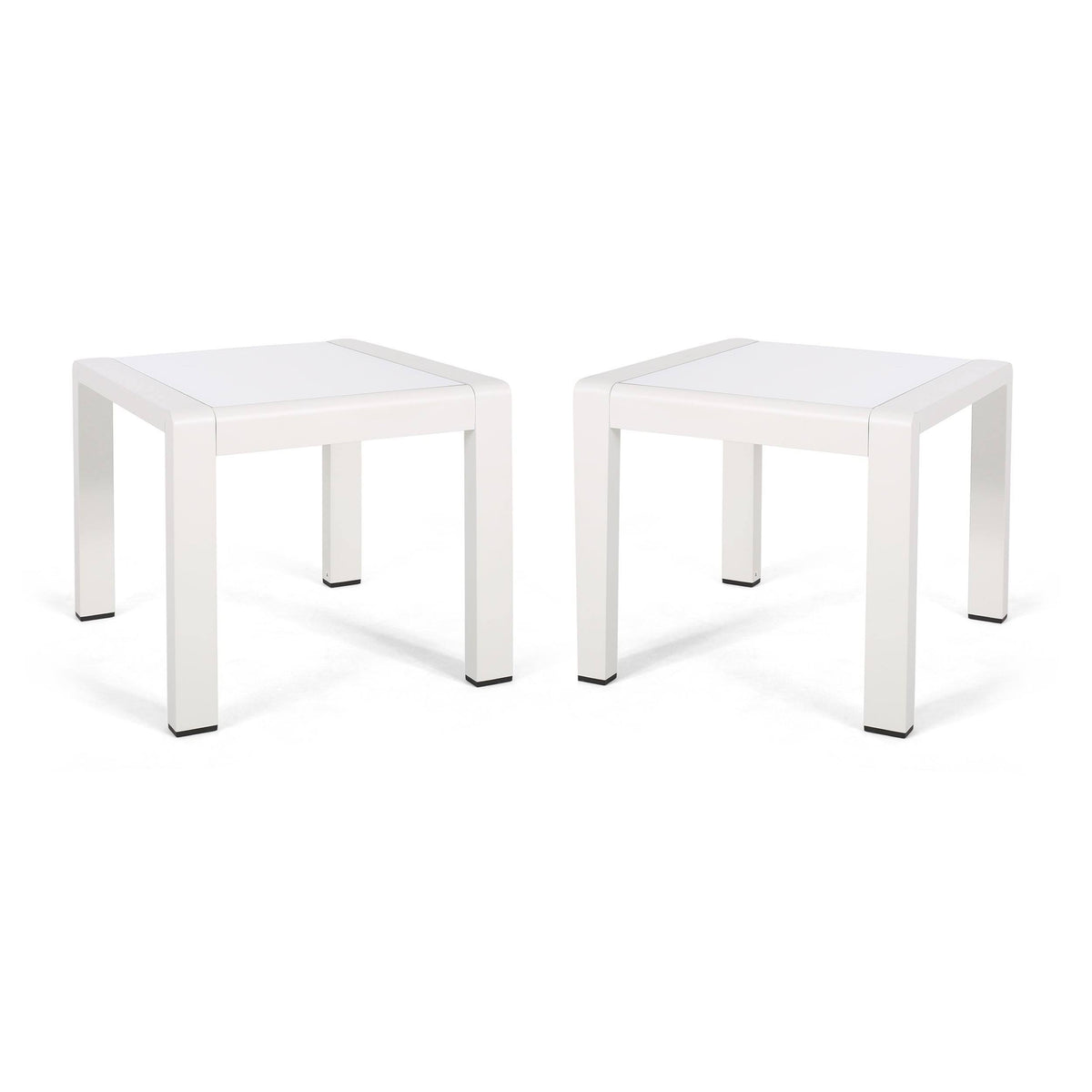 White Finish Matte White Aluminum Side Table (Set of 2) X8010