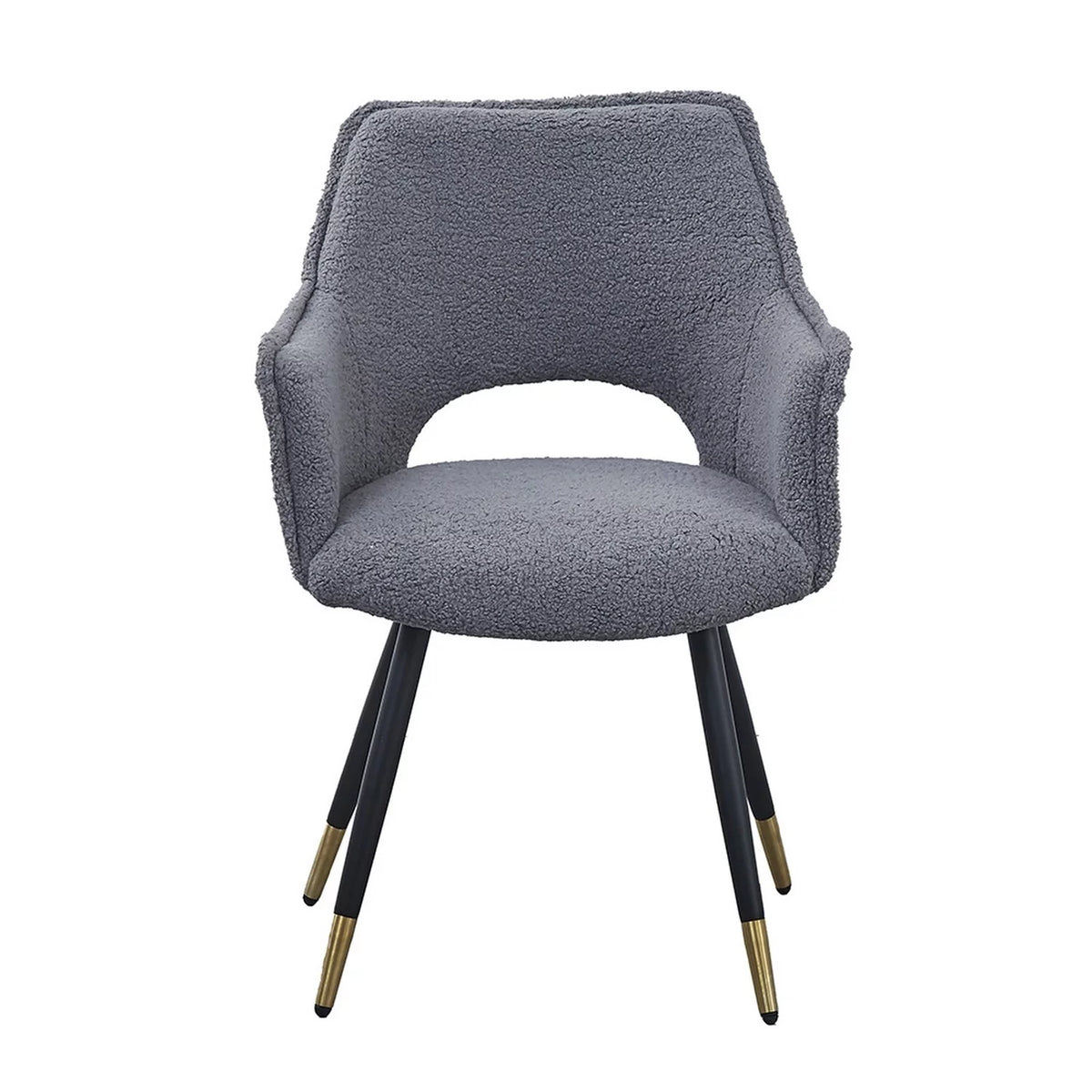 23 in. Gray Fabric Black Metal Legs Dining Chair T9823