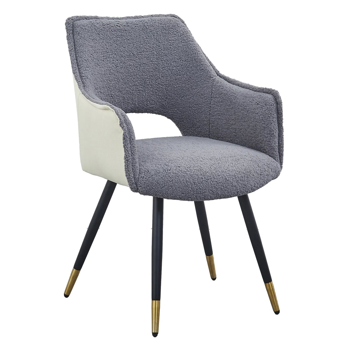 23 in. Gray Fabric Black Metal Legs Dining Chair T9823