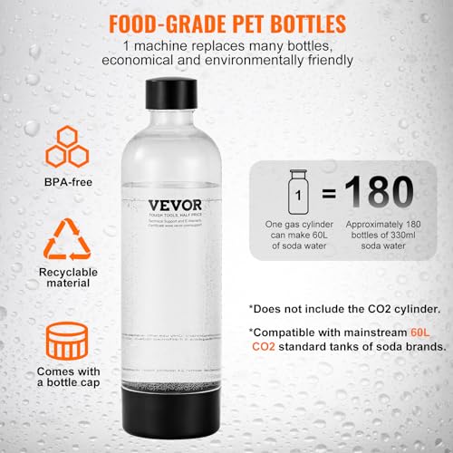 Black Sparkling Water Maker with 2 BPA-free 1L PET Bottles Z245
