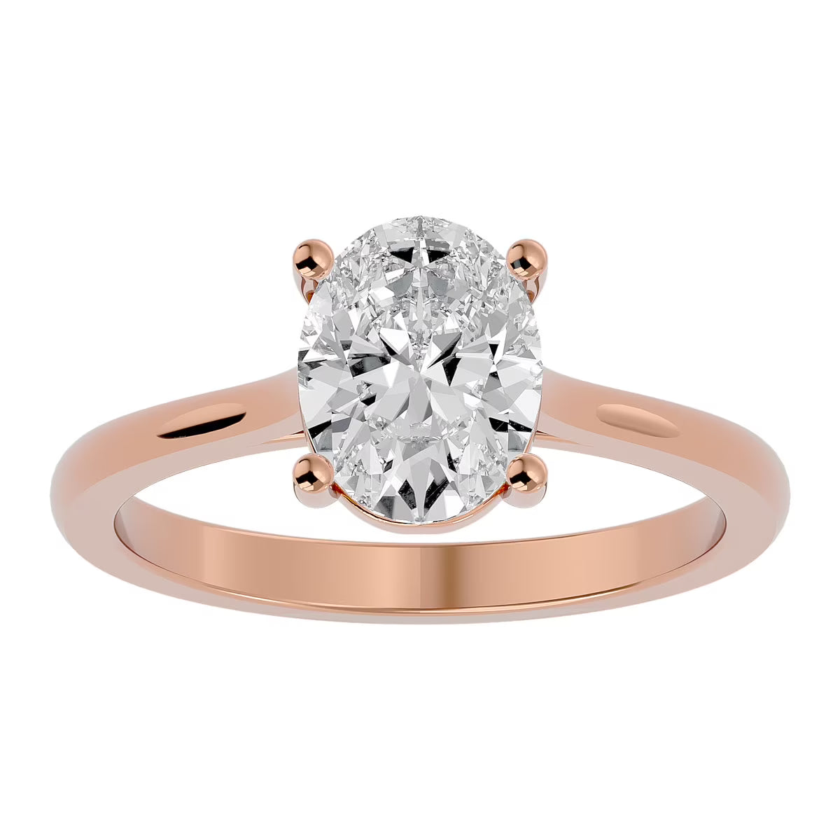 2 Carat Oval Shape Moissanite Solitaire Engagement Ring In 14 Karat Rose Gold X2952