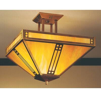 Semi Flush Mount Pewter White Opalescent U38632