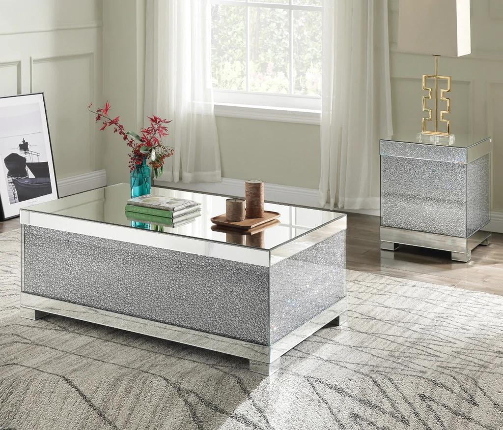 Mirrored Faux Crystals Coffee Table and 2 End Tables H64126