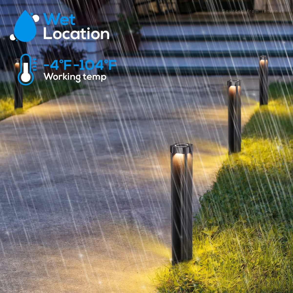 Black Die-Casted Aluminum Bollard Path Light, Pack of 6 O525
