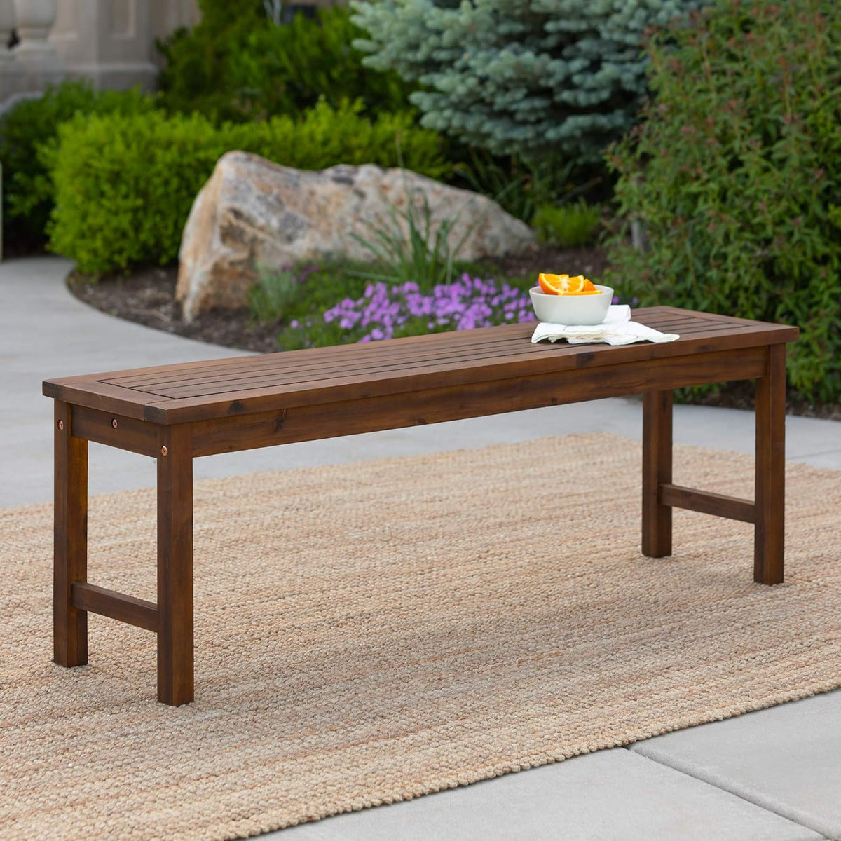 Acacia Wood Outdoor Accent Table, 20 Inch, Brown S44164