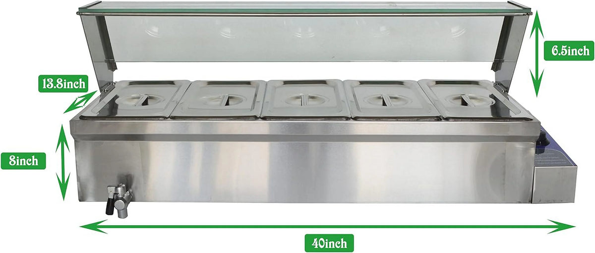 5-Pot Buffet Food Warmer with Glass Shield Z699
