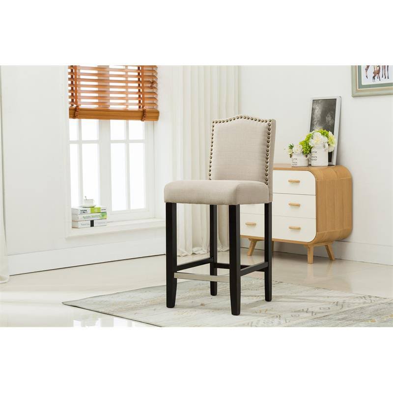 Beige Upholstered Bar Stools Set of 2 E317